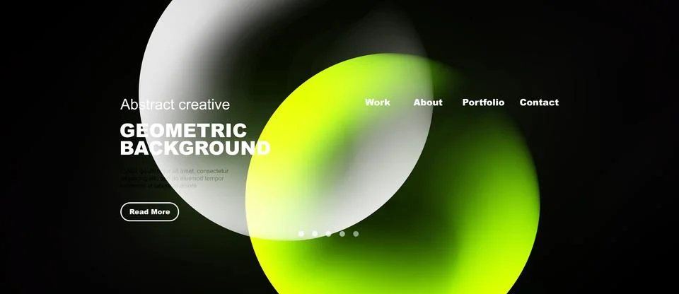 Modern website design features overlapping translucent shapes. Vibrant green, Stockillustratie