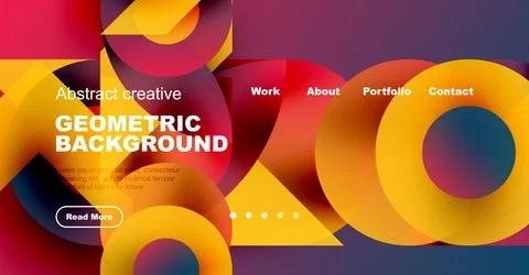 Modern website design features vibrant geometric shapes, bold typography, 스톡 일러스트