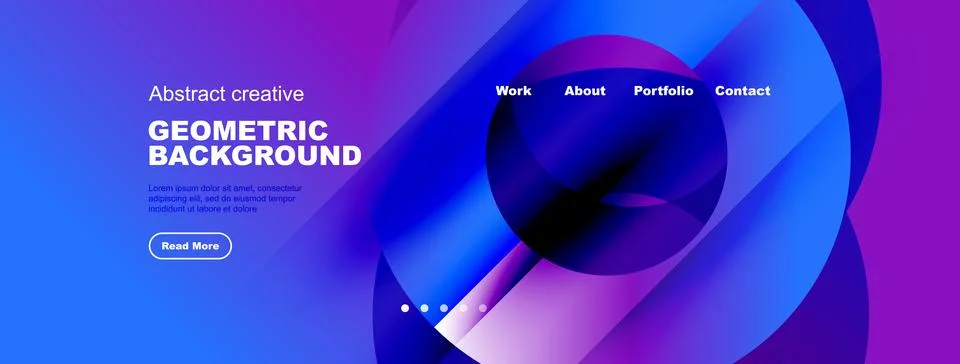Modern website design features vibrant gradients, geometric shapes, text イラスト素材