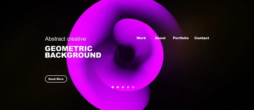 Modern website design features vibrant purple abstract shapes. Minimalist l.. イラスト素材