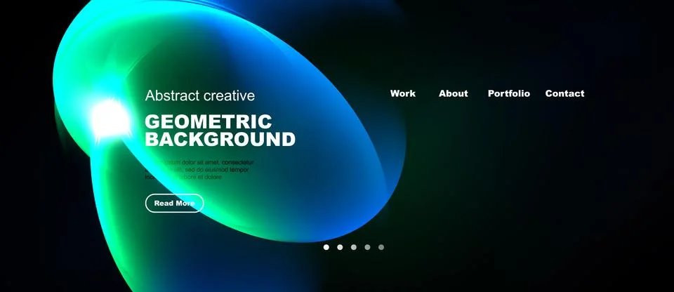 Modern website design features vibrant fluid shapes, text elements, navigatio Illustrazione stock