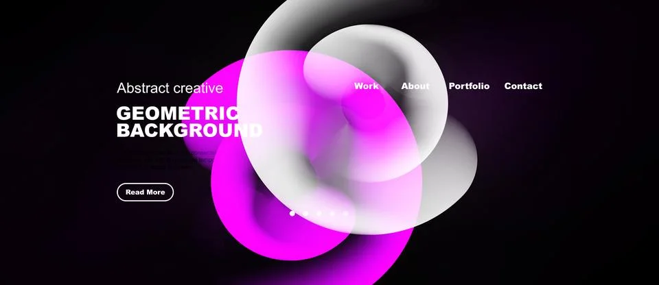 Modern website design features vibrant overlapping circles, dark background, 스톡 일러스트