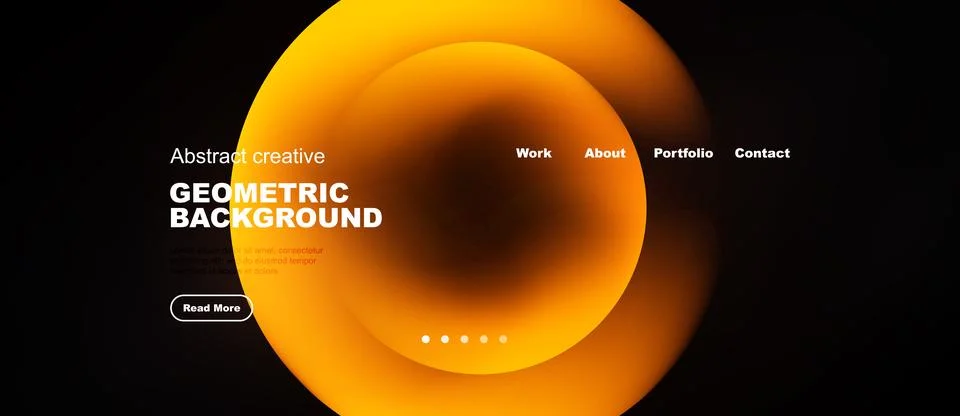 Modern website design features vibrant orange geometric shapes. Minimalist イラスト素材