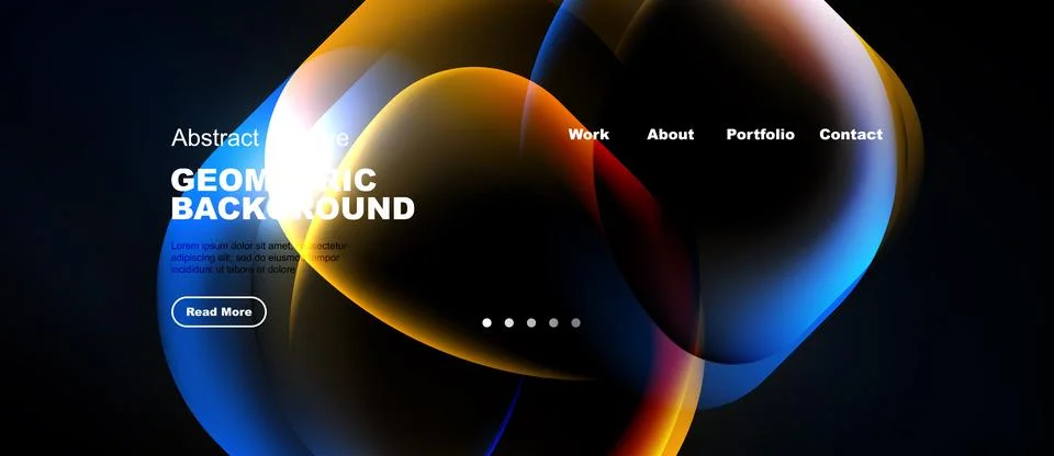 Modern website design features vibrant geometric shapes, gradients, text ov.. イラスト素材