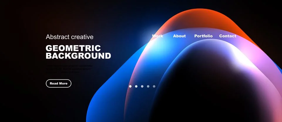 Modern website design features vibrant fluid shapes, dark background, navig.. 스톡 일러스트