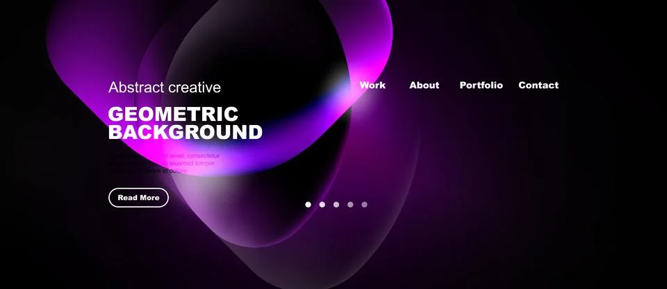 Modern website design features vibrant purple fluid shapes. Minimalist layout Illustration