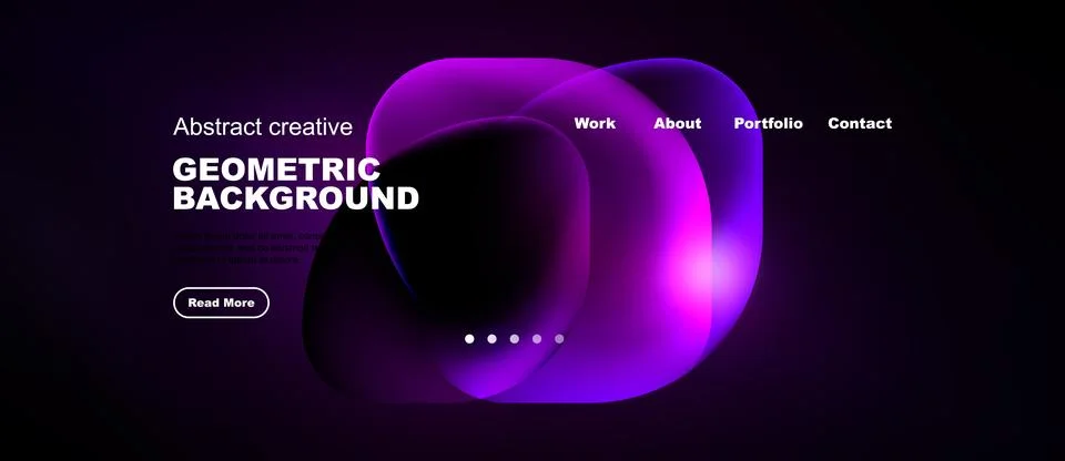 Modern website design features vibrant purple fluid shapes, text, navigation イラスト素材