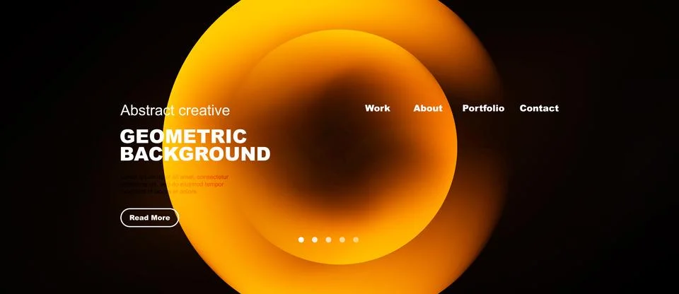 Modern website design features vibrant orange geometric shapes, text elements イラスト素材