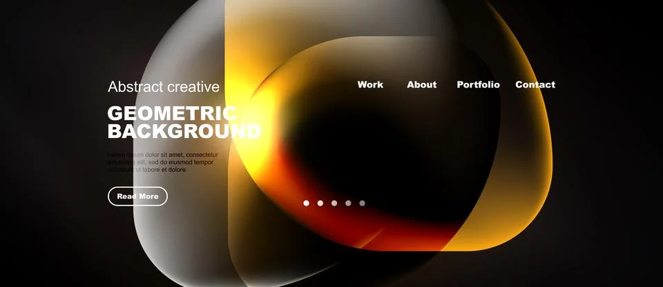 Modern website design features vibrant overlapping circles. Text elements Stock Illustration