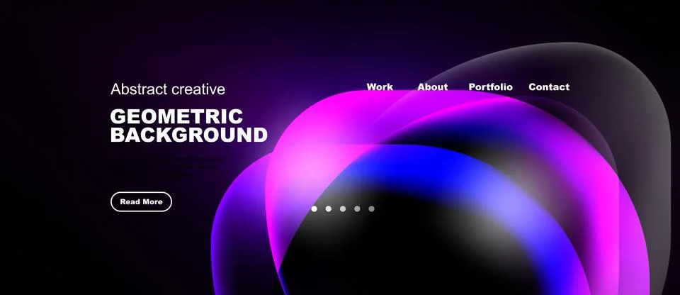 Modern website design features vibrant purple, pink gradients. Geometric shap 스톡 일러스트