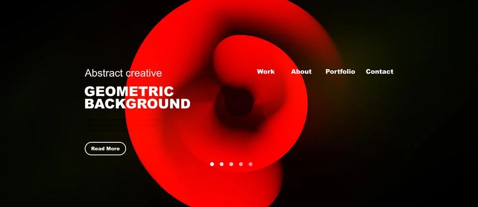 Modern website design features vibrant red abstract shapes. Minimalist layout Illustration