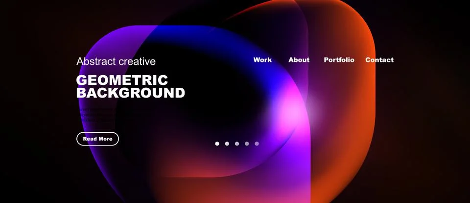 Modern website design features vibrant abstract shapes, text elements, Stock Illustration