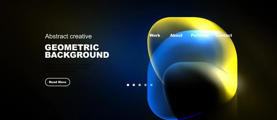 Modern website design features vibrant overlapping shapes. Dark background 스톡 일러스트