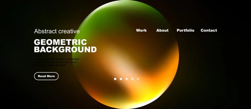 Modern website design features vibrant sphere. Gradient colors blend, creatin Stock Illustration