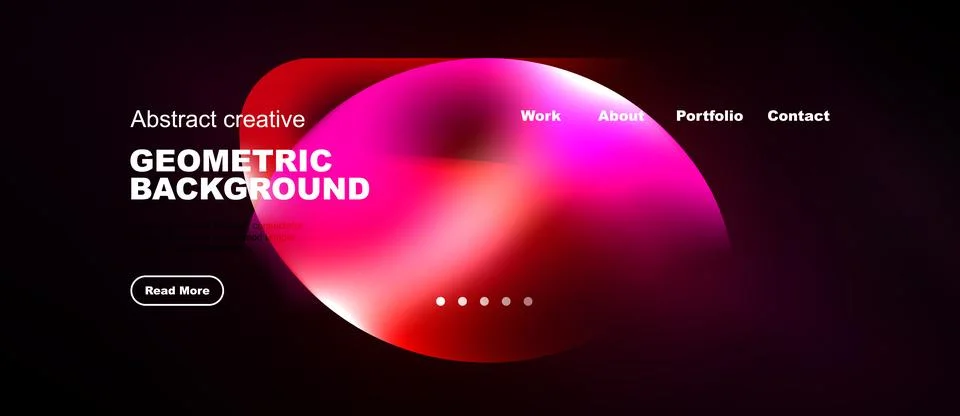 Modern website design features vibrant gradients, geometric shapes, navigatio Ilustração Stock