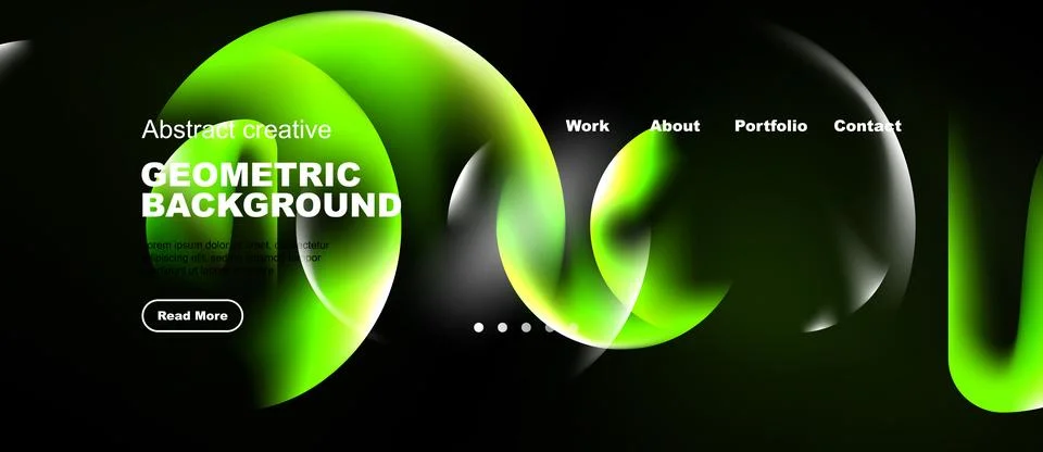Modern website design features vibrant green geometric shapes over dark 스톡 일러스트