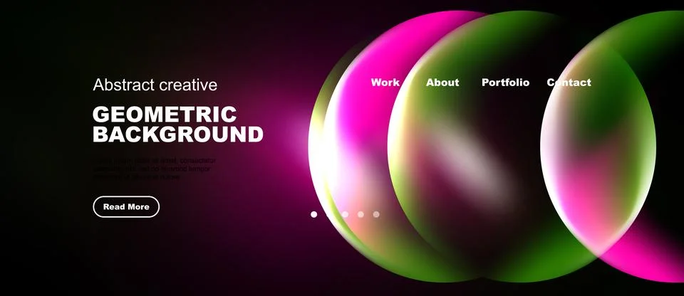Modern website design features vibrant overlapping circles. Text elements Stock Illustration