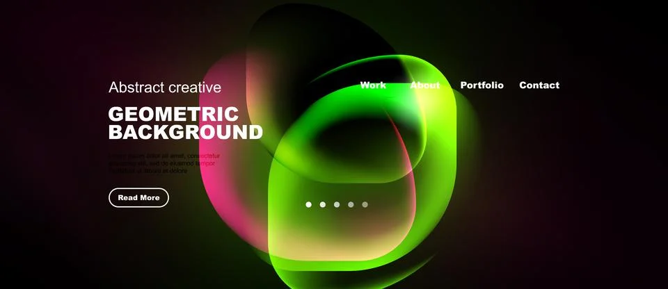 Modern website design features vibrant, flowing shapes. Gradient colors blend Stock Illustration