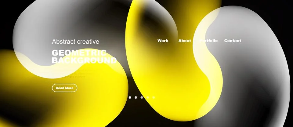 Modern website design features vibrant yellow, gray shapes. Minimalist aest.. イラスト素材