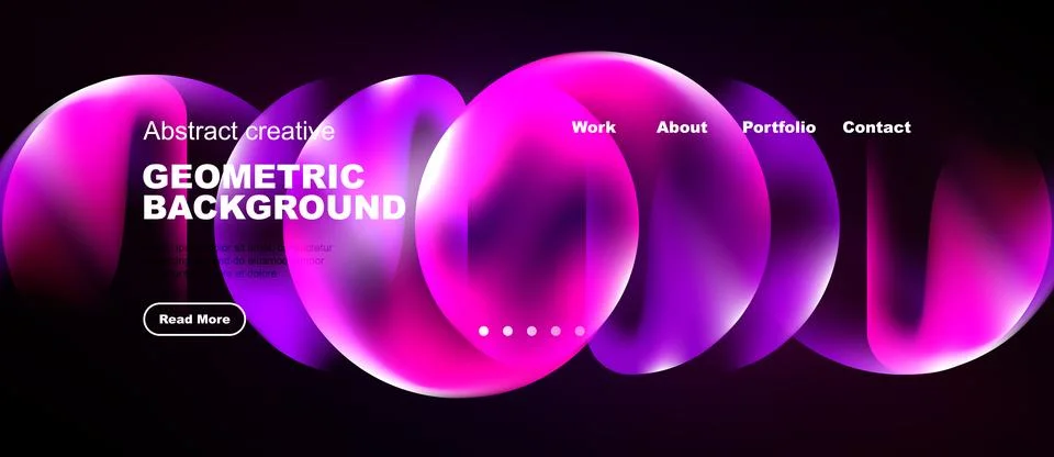 Modern website design features vibrant, flowing shapes. Dark background イラスト素材