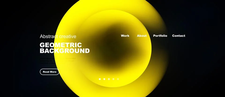 Modern website design features vibrant yellow overlapping circles. Minimalist イラスト素材