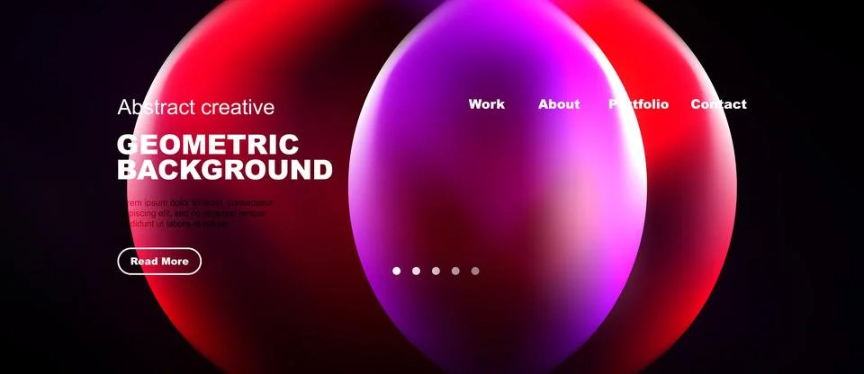 Modern website design features vibrant overlapping circles. Text elements Stock Illustration