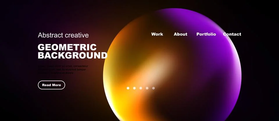 Modern website design features vibrant gradient shapes, text elements, Stock Illustration