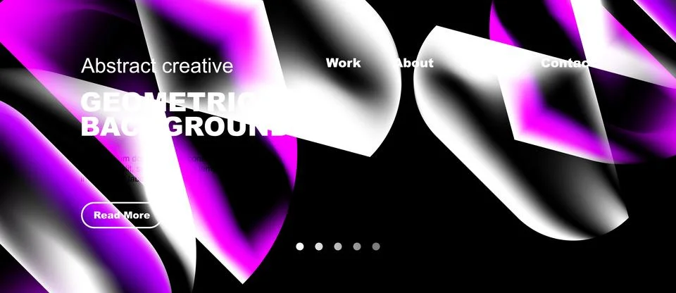 Modern website design features vibrant pink, white geometric shapes. Navigati Stock Illustration