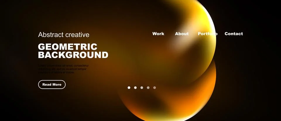 Modern website design features vibrant orange geometric shapes. Navigation Stock Illustration