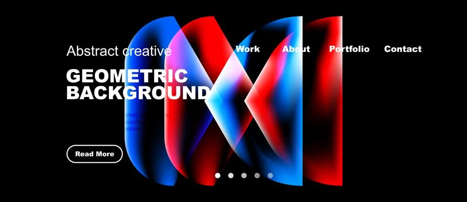 Modern website design features vibrant geometric shapes, bold text, navigatio Stock Illustration