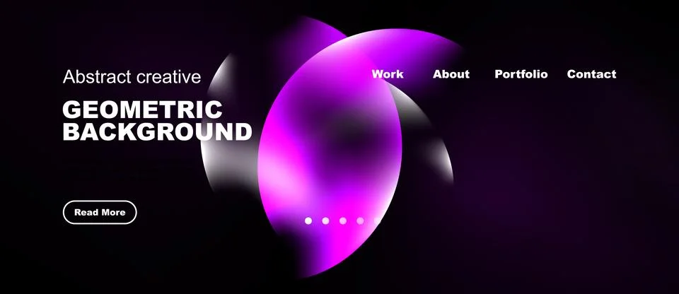 Modern website design features vibrant purple abstract shapes, text, navigati Stock Illustration