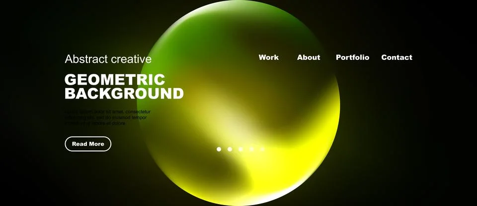 Modern website design features vibrant green, yellow gradients. Minimalist Illustrazione stock