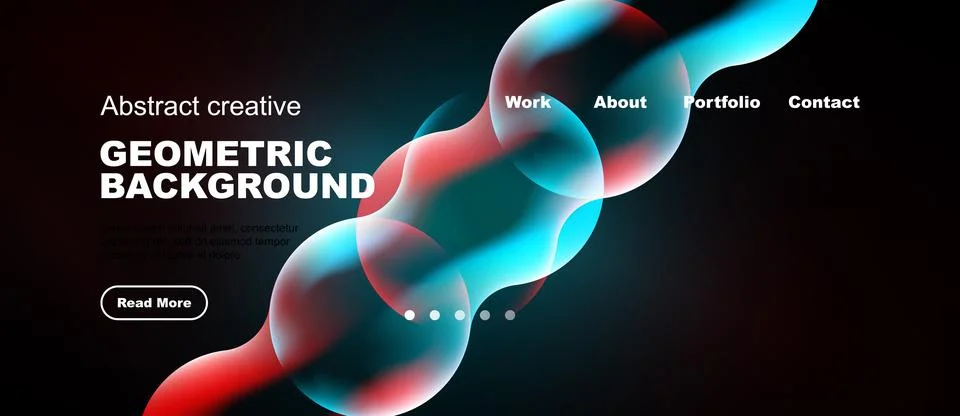 Modern website design features vibrant abstract shapes, bold typography, Illustrazione stock