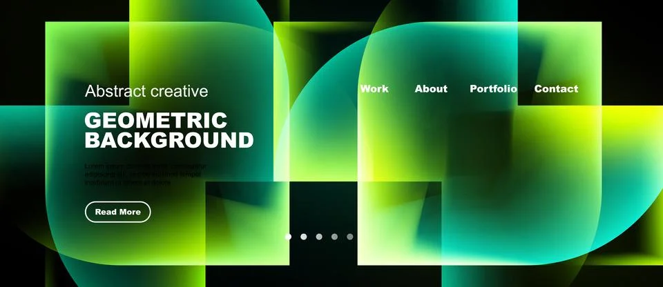 Modern website design features vibrant green, yellow gradients. Geometric s.. Stock Illustration