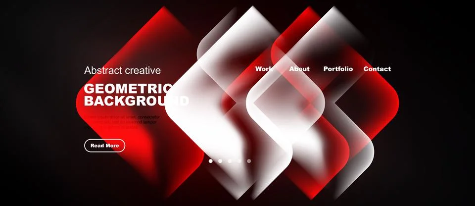 Modern website design features vibrant red geometric shapes. Minimalist layou Stock Illustration