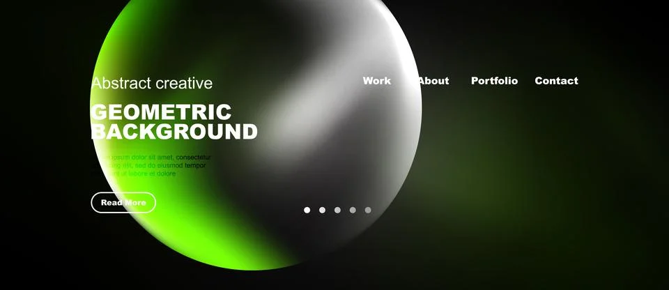 Modern website design features vibrant green, white blur. Geometric shapes Иллюстрация