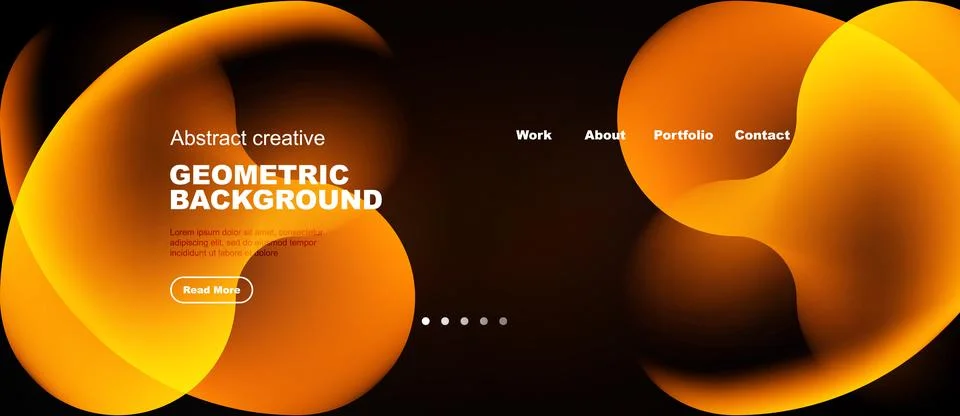 Modern website design. Orange abstract shapes over black background. Text Stockillustratie