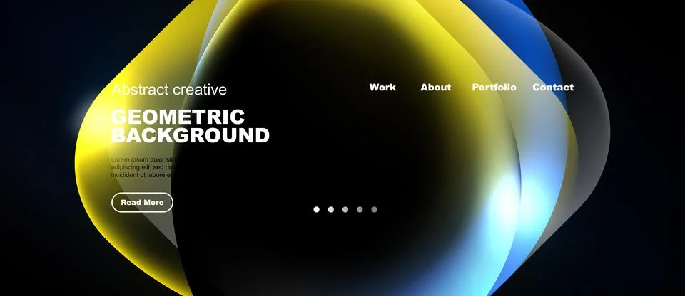 Modern website header design. Abstract shapes, vibrant colors, text elements Stock Illustration