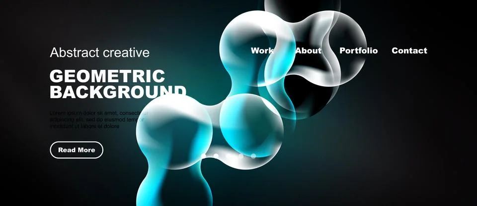 Modern website header design. Abstract shapes, blue tones, text elements pr.. Stock Illustration
