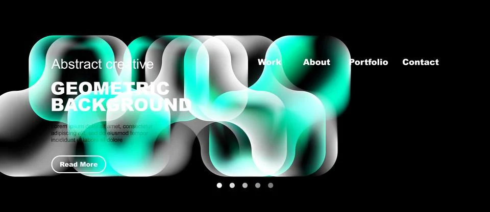 Modern website header design. Abstract shapes, neon colors, text elements Stock Illustration