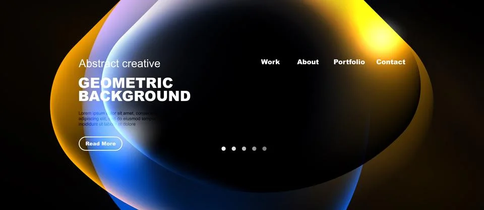 Modern website header design. Abstract shapes, vibrant colors, navigation men Stock Illustration