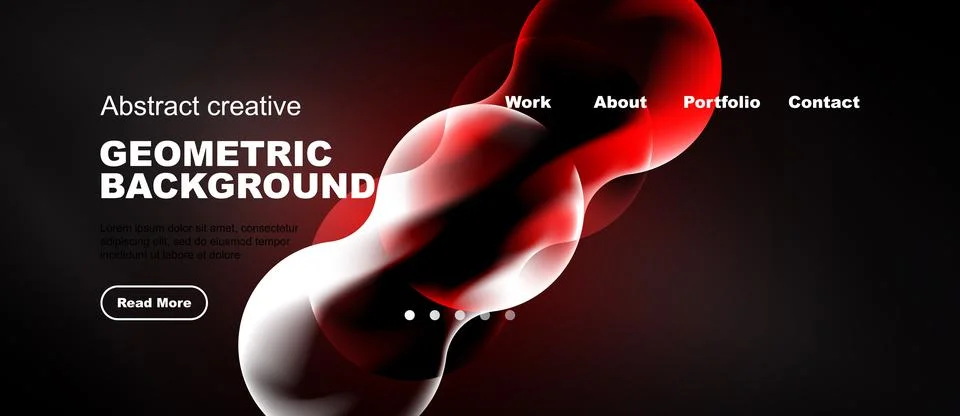 Modern website header design. Abstract shapes, dark background, navigation .. Stock Illustration