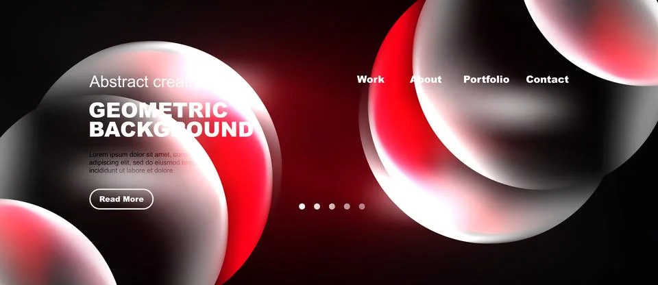 Modern website header design. Abstract shapes, red accents, dark background. Stock Illustration