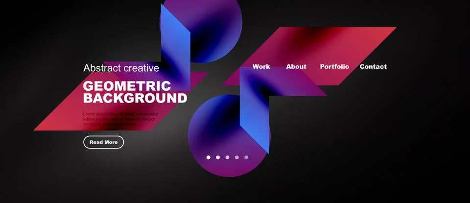 Modern website header design. Abstract shapes, vibrant colors, text elements Stock Illustration