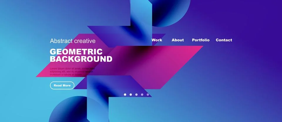 Modern website header design. Abstract shapes, vibrant colors, text elements Ilustración de archivo
