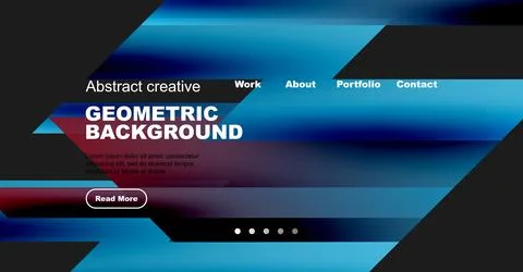 Modern website header design. Blue gradients, geometric shapes, text elements 스톡 일러스트