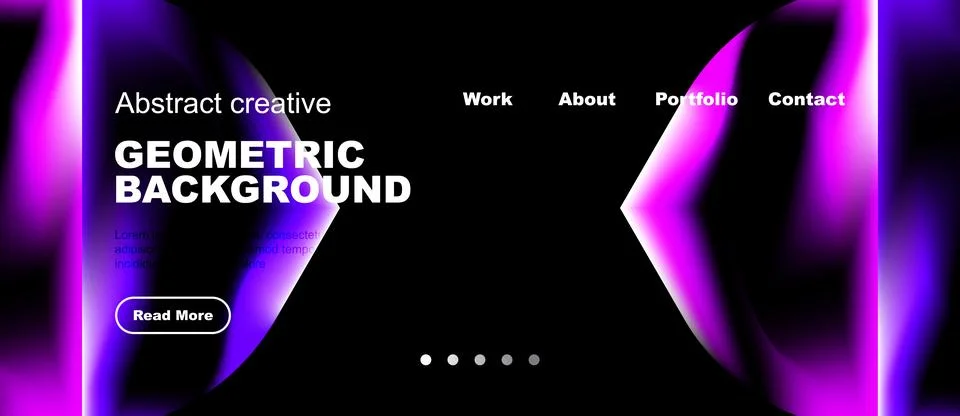 Modern website header design. Bright pink geometric shapes over black backg.. 스톡 일러스트