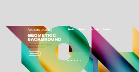 Modern website header design. Colorful geometric shapes, text overlay, Stockillustratie