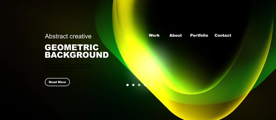 Modern website header design features vibrant green fluid shapes. Navigation Stock Illustration