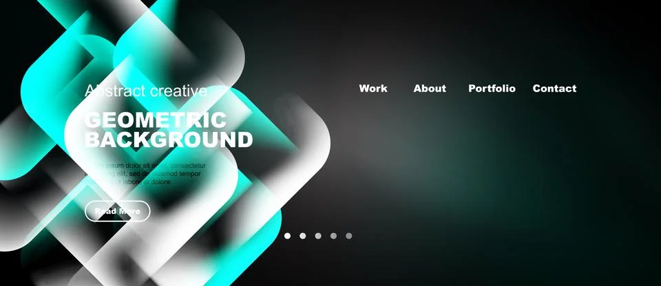 Modern website header design features flowing shapes, text overlay, navigatio Stock Illustration